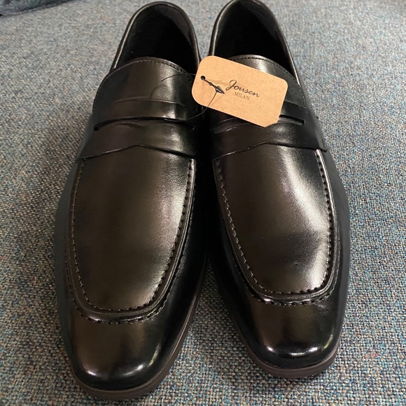 NWT Jousen Milan Mens 12 Shiny Black Loafers Shoes Dress Office Wedding New main image 12